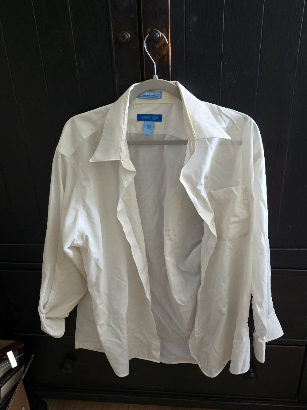 Saville row White Linen-Blend Classic Fit Casual Shirt Care free Size L 32/33